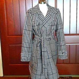 White House Black Market Houndstooth Trench Coat.